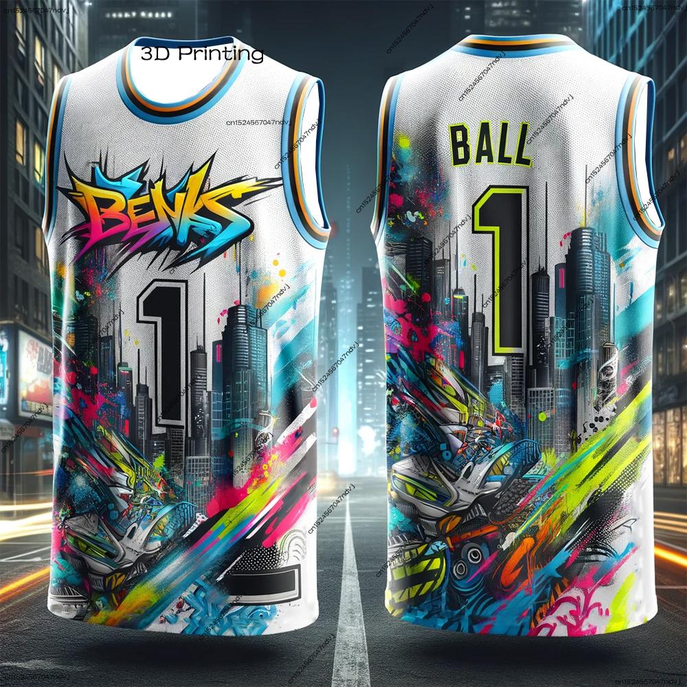 2026 USA Basketball Summer Huangfeng Maillot de Basket-ball BALL N°1 Enfants Adulte Gilet de Sport Haut Décontracté et Confortable S gray