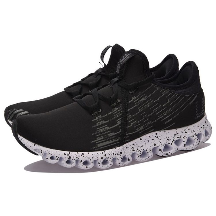 Li Ning Arc Confortables Rebond Absorption des Chocs Respirantes Durables Basse Cheville Chaussures de Course Baskets Femmes Noir Blanc ARHM072-2