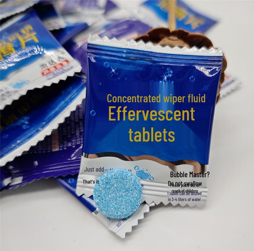 Solid Wiper Concentrate: Effervescent Glass Cleaner Tablets for Car Windows