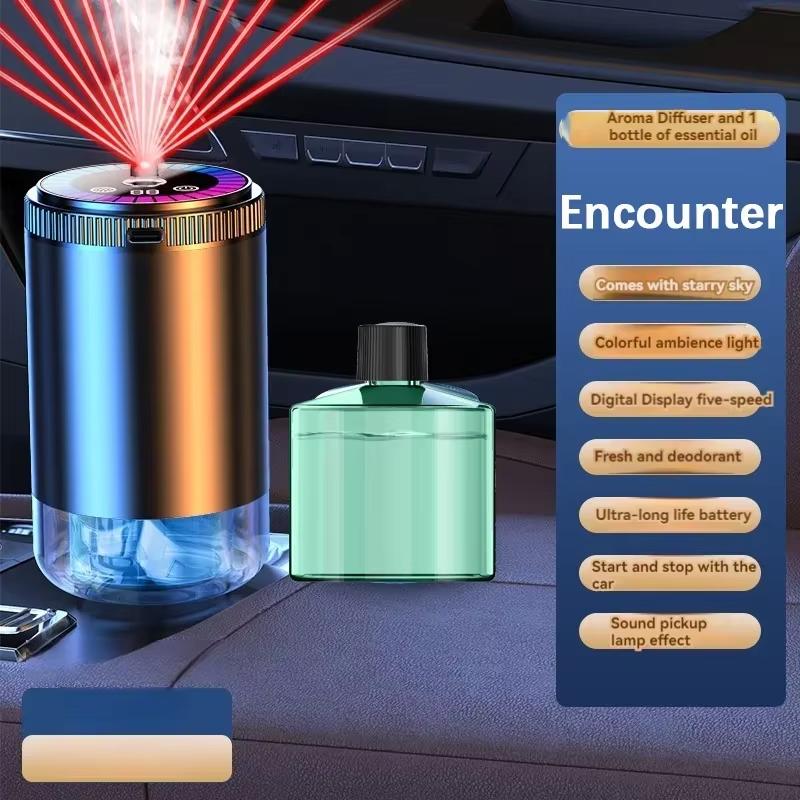 Smart Car Air Freshener Rechargeable Aroma Diffuser 5 Levels Adjustable Smart Long Lasting Light Fragrance Premium Starry Sky Top Humidifier