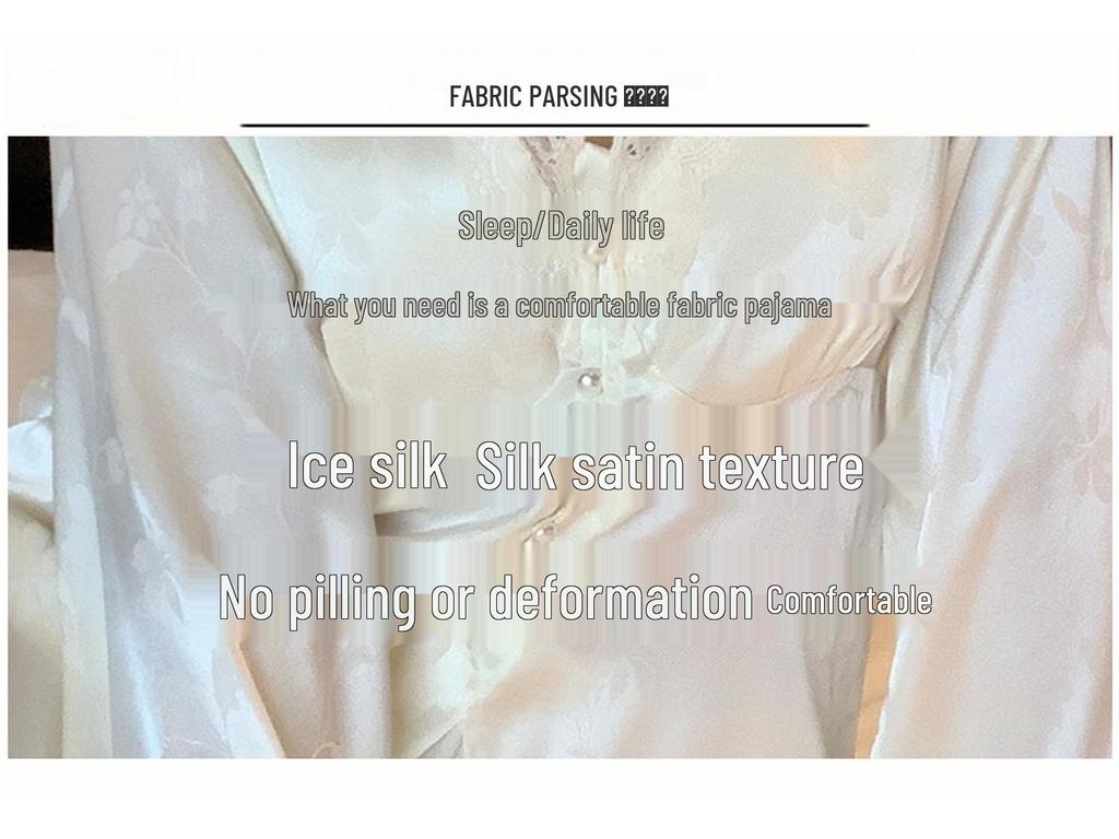 2025 Women's Ice Silk Butterfly Pajamas: Long Sleeve, Chest Pad, Spring/Autumn