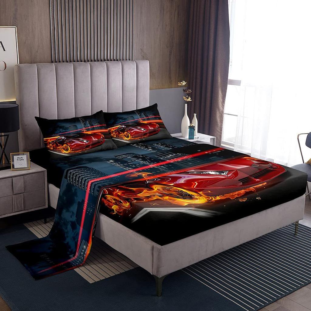 Ocean Submarine Creature Pattern Mattress Four-Piece Bedding Set Bedroom Dormitory Bedding Decoration