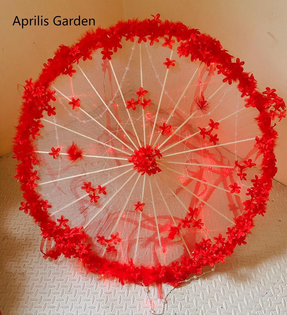 LED Příze Hedvábná Tkanina Krajka Dekorativní Deštník Plážový Slunečník Princezna Čínský Japonský Deštník Drama Řemeslný Deštník Cosplay