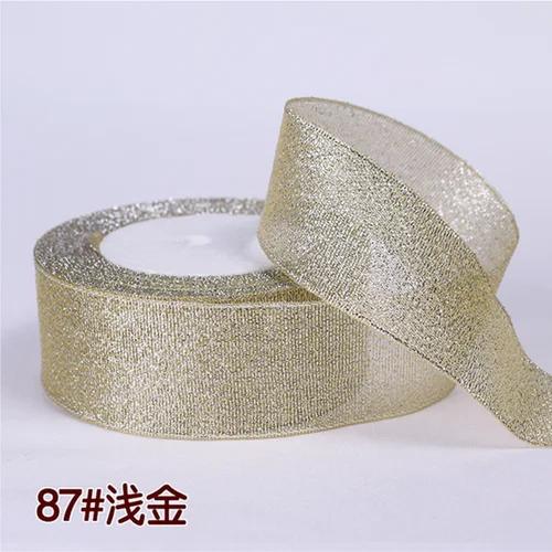 25Yards 40mm Glitter Ribbon Crafts Bow Handmade Gift Wrap Flower Hair Accessories Gift Baking Packaging Color DIY Decorative
