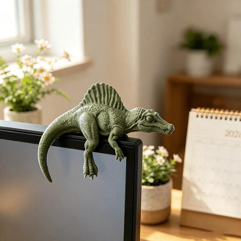Sleeping T-Rex Monitor Topper 3D Printed Lazy Dinosaur Figurine Desk Shelf Decor Cute Dino Ornament Gift