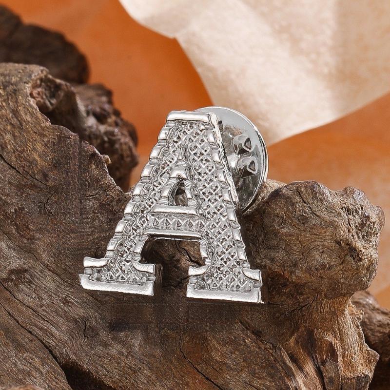 2Pcs Initial A To Z 26 Letters Pin Silver Color Fashion Metal Alphabet Women Men Suit Collar Lapel Brooch Pin Accessories