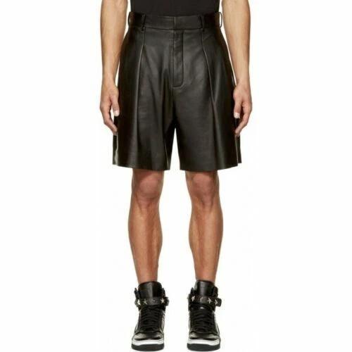 Sports Boxer With Pocket Genuine Lambskin Leather Black Men's Short Pants Gym