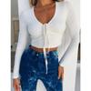 Women's Autumn Burst V-Neck Sexy Halter Tie Long Sleeve Top
