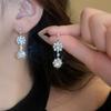 2-piece set of super flash light luxury diamond flower stud earrings neck chain Internet celebrity temperament choker collarbone necklace