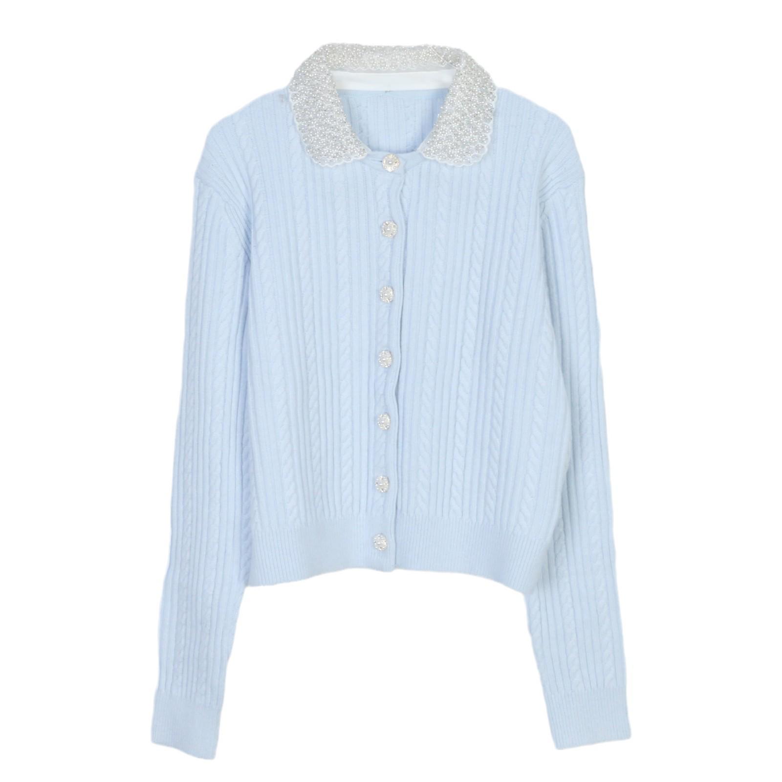 

Женский кардиган крупной вязки в стиле пэчворк с воротником Питера Пэна, весна/осень 2025 Large