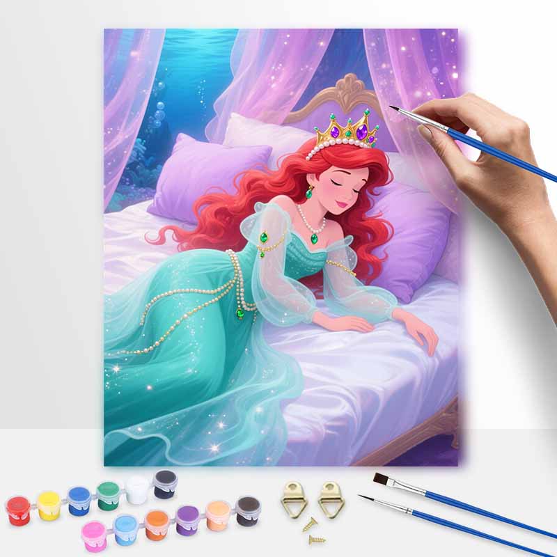 Disney Little Mermaid Ariel oil painting art kit handmade painting diy home decoration 20x30cm