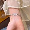 Kpop Y2k Silver Color Bow Pearl Bracelet for Women Girls Korean Sweet Opal Chain Bracelet Party Jewelry Accessories Gift