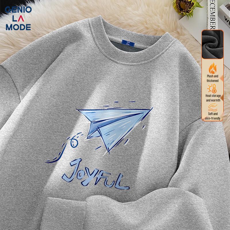 GENIOLAMODE Men's Fleece-Lined Crew Neck Sweatshirt