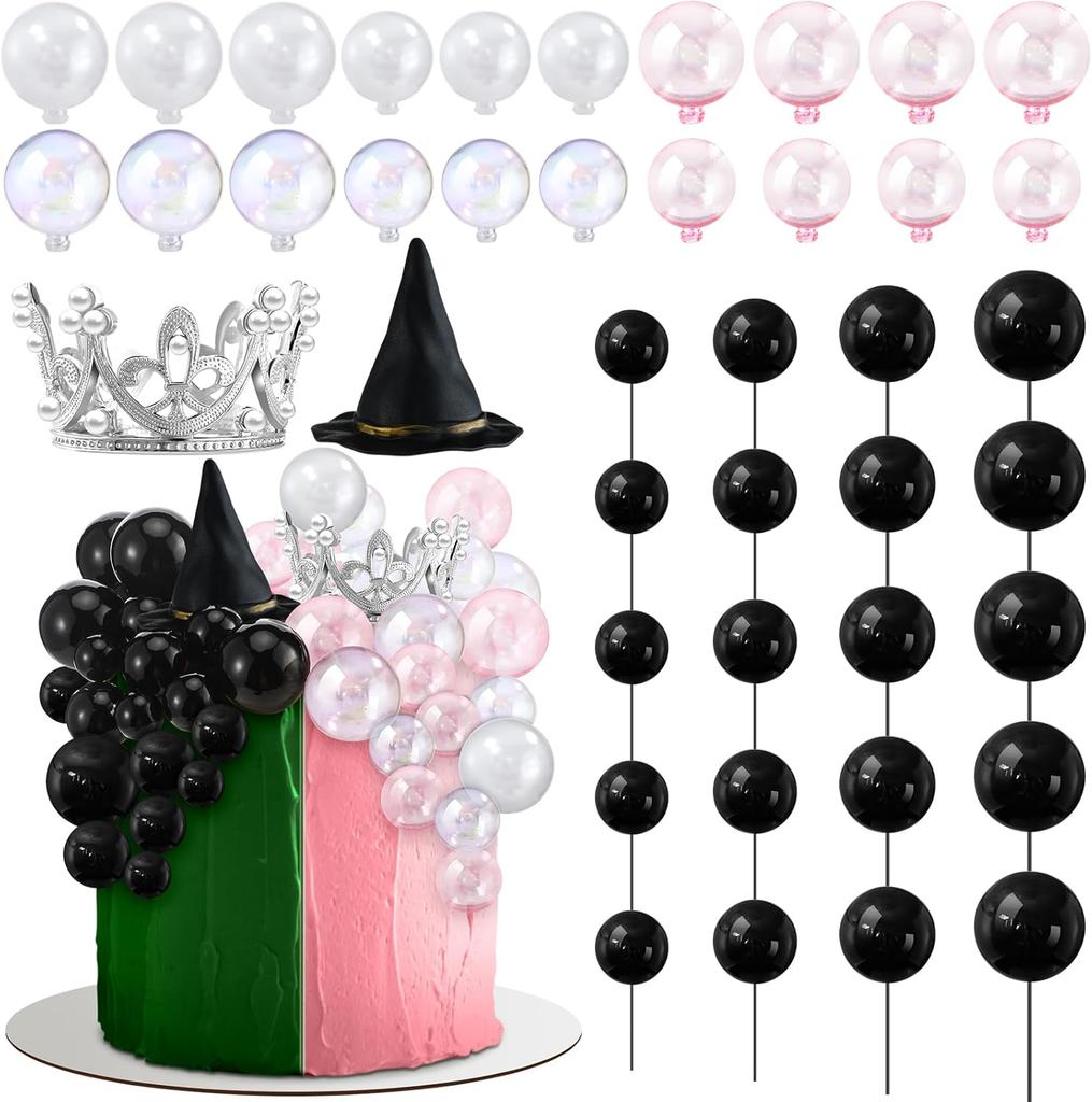 Witch Cake Topper Witch Hat Crown Cake Decorations With Mini Foam Balloon Picks Witches Theme Party Supplies for Halloween