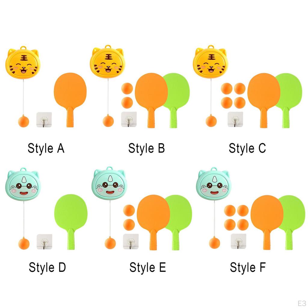 Hängendes Tischtennis-Training, Kindertraining, Solo-Übung mit Schlägern und Bällen,