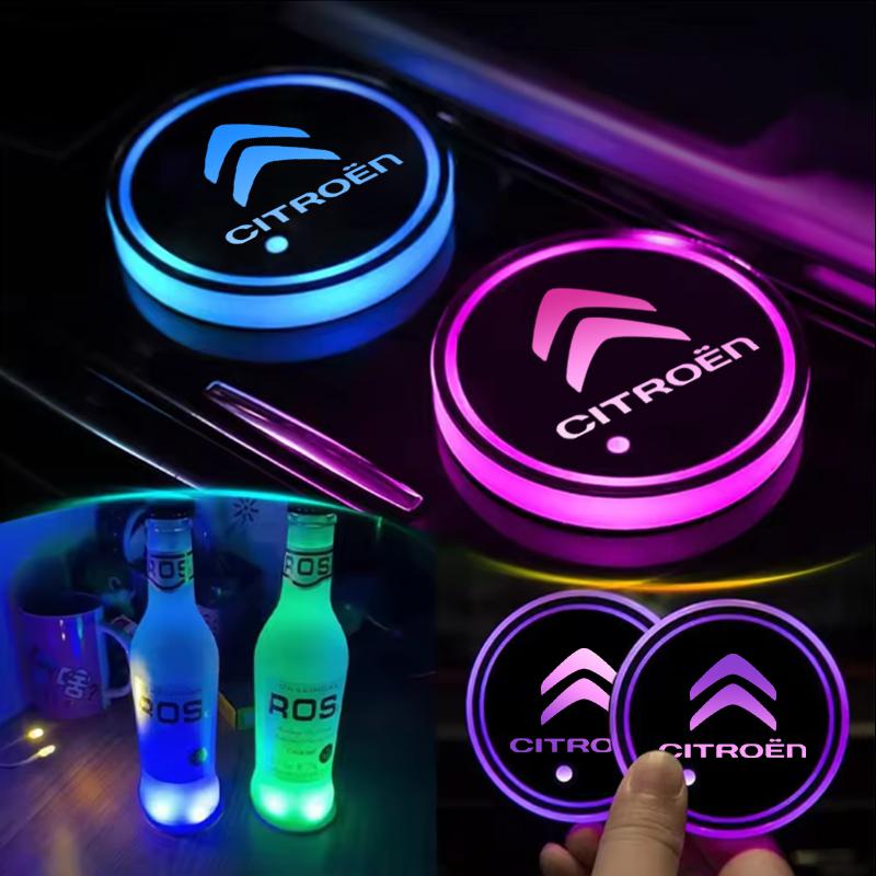 7 Color LED Car Cup Holder Light Luminous Coaster Water Cup Pad For Citroen C3 C4 X7 Xsara Picasso Crosser C-ELYSEE JUMPY NEMO