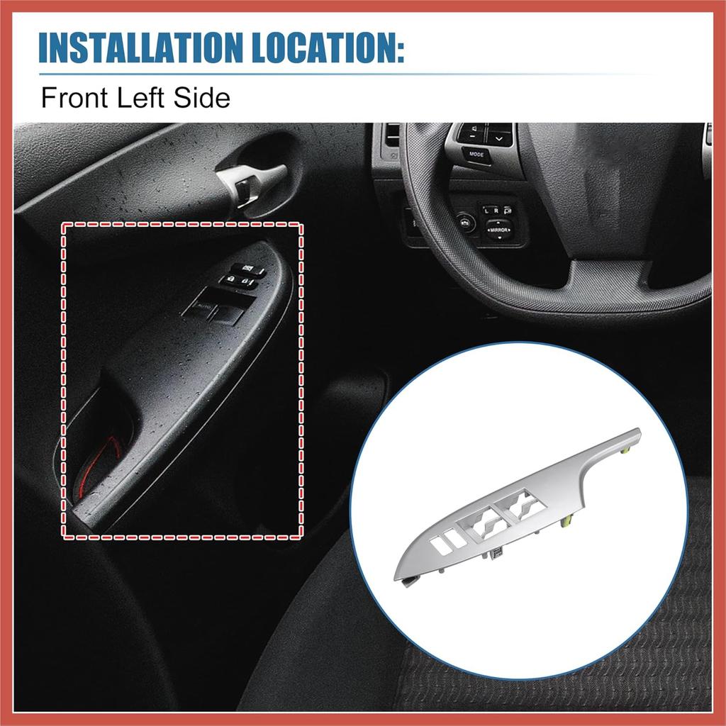 ACROPIX Front Left Driver Side Master Power Window Switch Bezel Interior Door Armrest Panel Trim Cover No.7423202C00B0 for Toyota Corolla 2009-2013