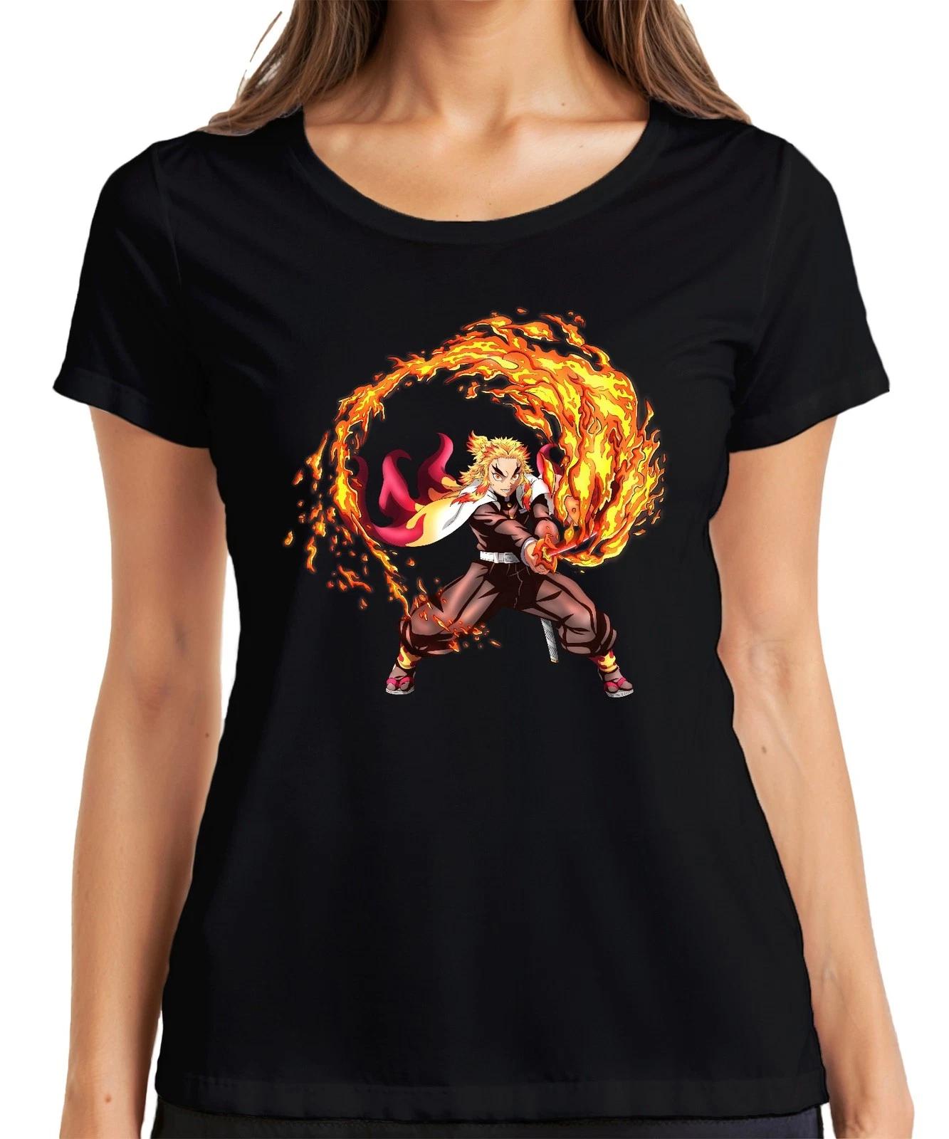 Rengoku Flammen Hashira Anime Kampf Samurai Geschenk Damen T-Shirt XXXL