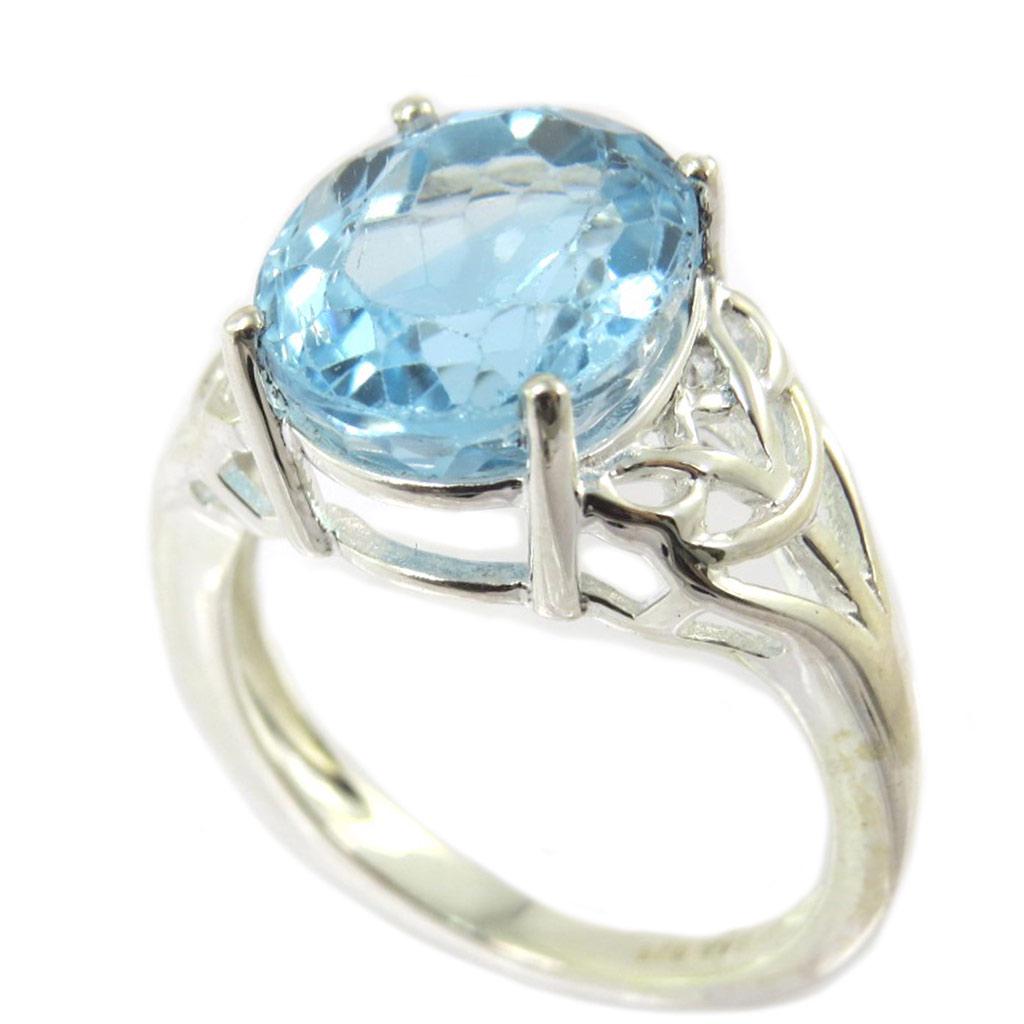 Handmade Silver Ring 'Sissi' Silver Blue Topaz - 12x10 Mm