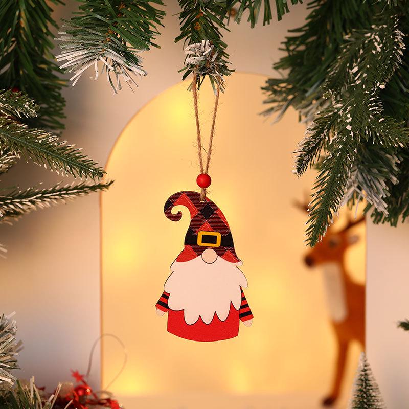 Hand-Painted Wooden Christmas Ornaments: Faceless Santa & Rudolph Pendants for Tree