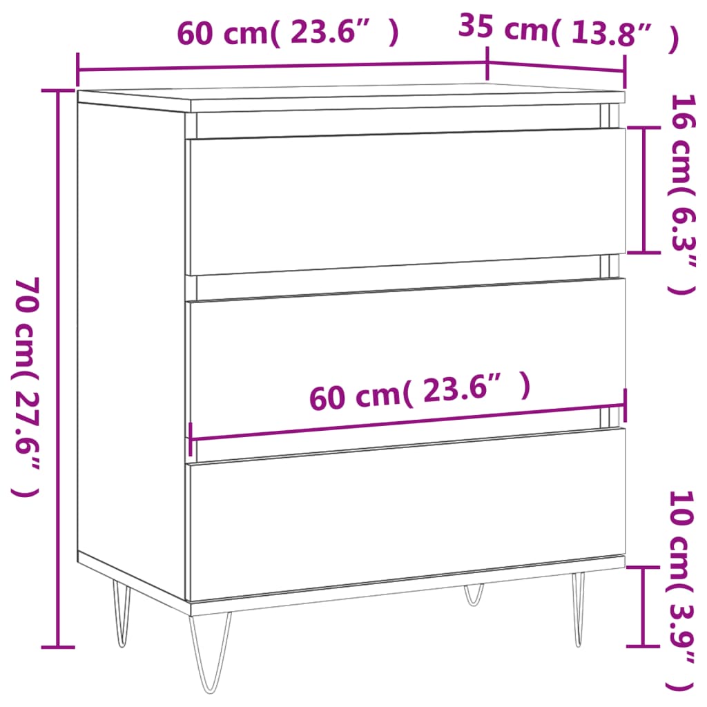 Sideboard Concrete Grey 60x35x70 cm Particleboard