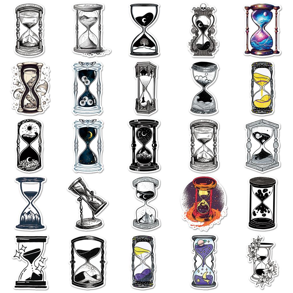 10/50PCS Magic Time Sandglass Cartoon Sticker DIY Phone Laptop Luggage Skateboard Graffiti Decals