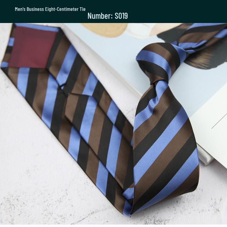 Retro Polka Dot and Stripe Men's Tie - 8cm Business Casual Korean Style Fashion Accessory