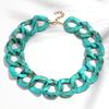 Vintage Square Chain Choker Necklace for Women Punk Fashion Big Resin Leopard Chunky Link Chain Collar Statement Jewelry Bijoux