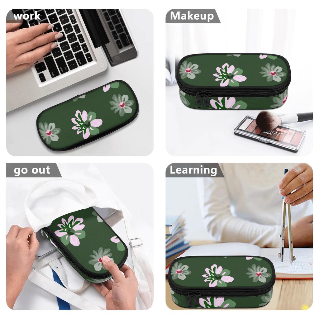 Pencil Pouch Neat Design 300D Polyester Zipper Closure with Pen Slot Board Mesh Pocket and Large Storage Section for Students