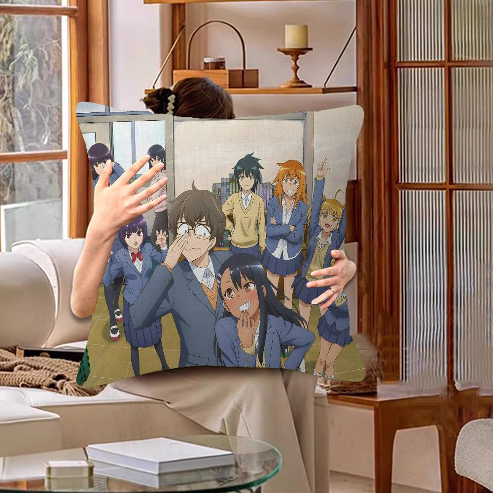 Anime Dont Toy With Me Miss Nagatoro Cushion Cover Inches Farmhouse Decor Home Throw Pillow Covers For Couch Decorations