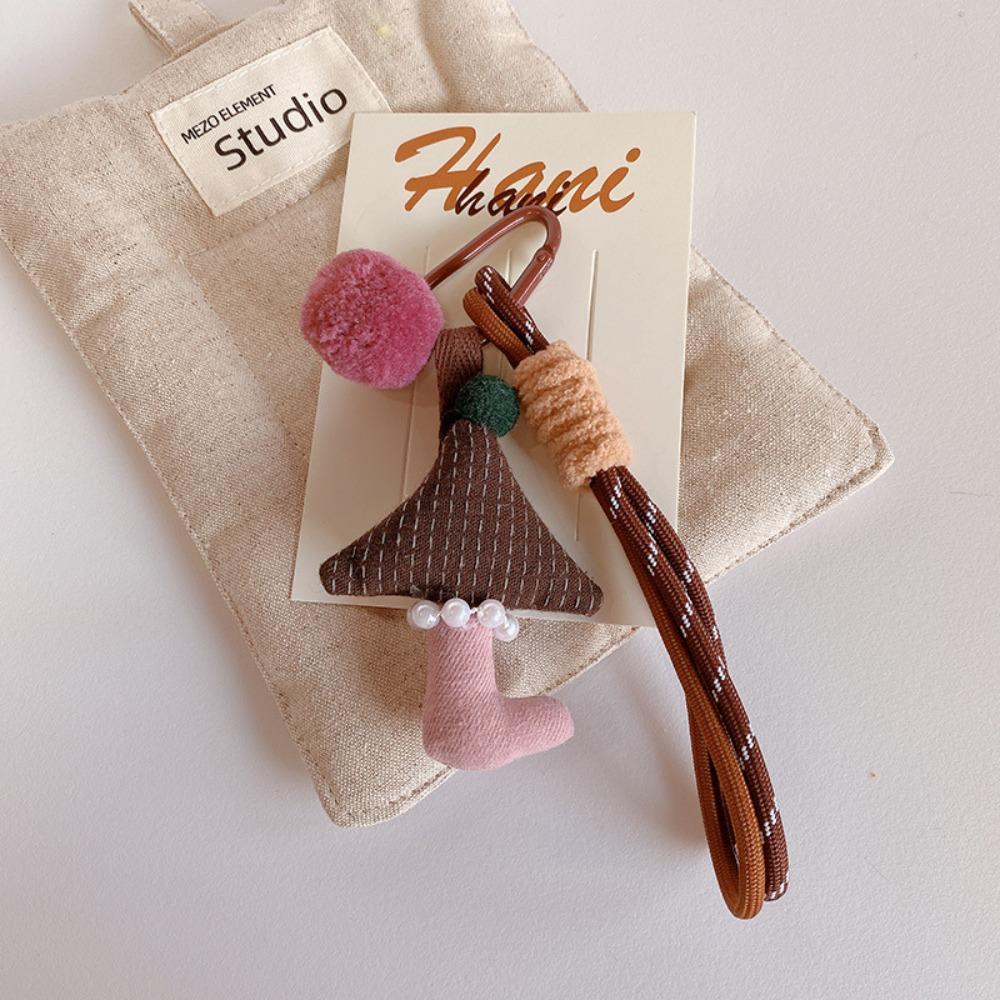 Bag Pendant Cute Fabric Mushroom Keychain Soft Stuffed Keyrings with Lanyard  Gifts