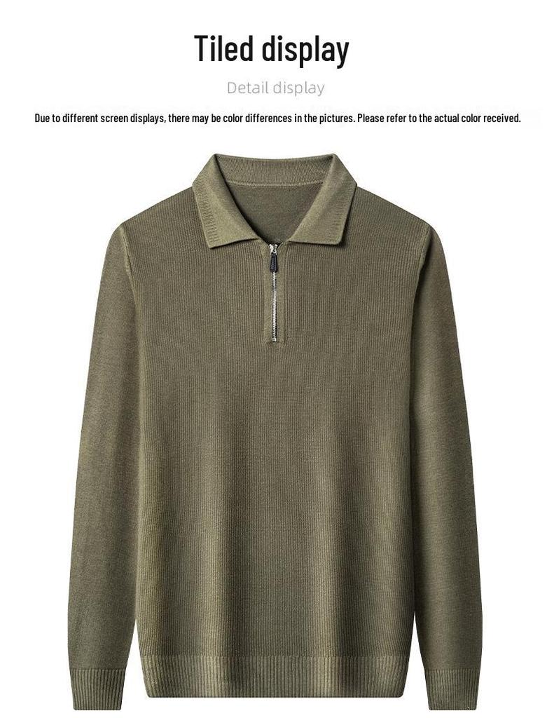 Men's 2025 Winter Jacquard Knit Half-Zip Sweater - Casual & Warm Style for Middle-Aged