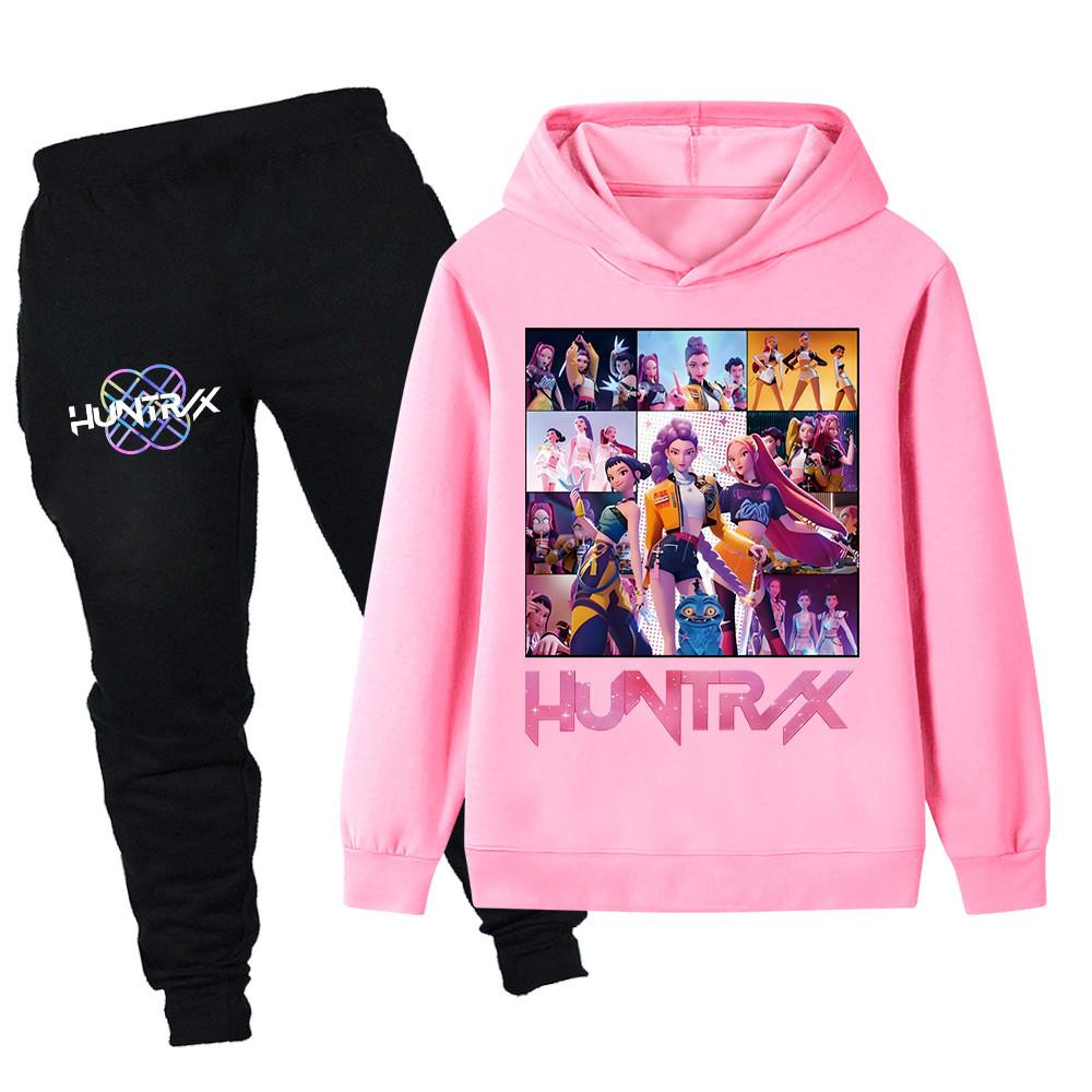 PB1250 Kinder Jungen Mädchen Kpop Mira Zoey Rumi Druck Langarm Kapuzenpullover Hose Hose Kleidung Sets