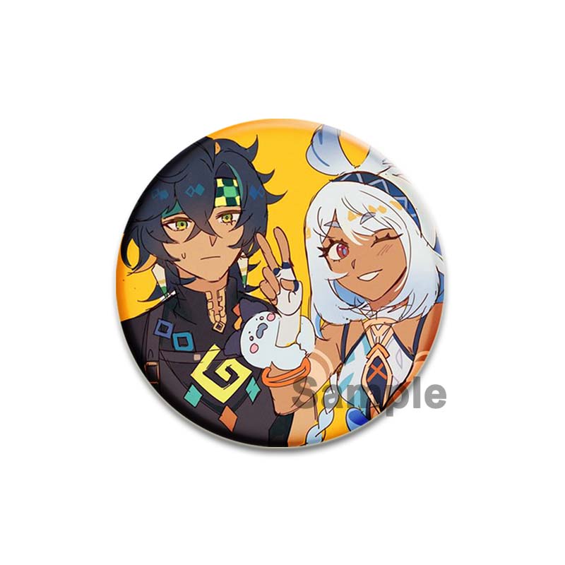 Anime Game Genshin Impact Mualani Soft Button Pins Character Kinich X Mualani Fanart Brooch Handmade Badge Fans Collection Gifts