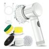 Electric Scrubber Spin Cleaning Brush Power Scrubber With 5 Replaceable Brush Heads Electric Cleaning Brush Dining Plate Kitchen