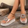 Fashion Fashion Crystals Square Buckle Sandals Women Summer Transparent Pvc Platform Slippers Woman 2025 Thick Bottom Non Slip Slides 43