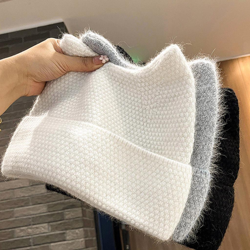 Cats Ear Knitted Hat Women Crochet Hat Warm Winter Hat Soft Crochet Hat Windproof Snow Hat for Women Outdoor Activity