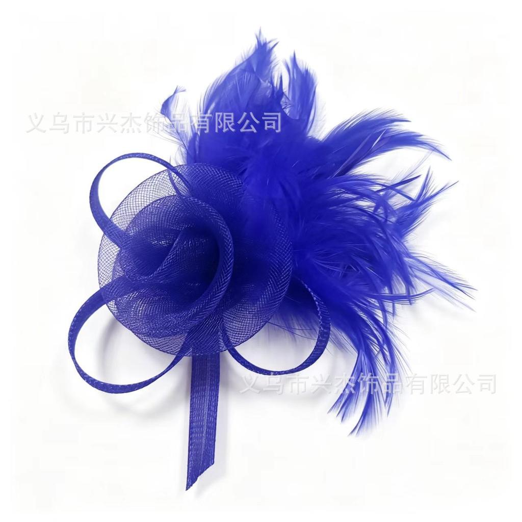 Hot sale, customer style mesh feather headdress, retro versatile headband, horse racing festival team performance hair accessories