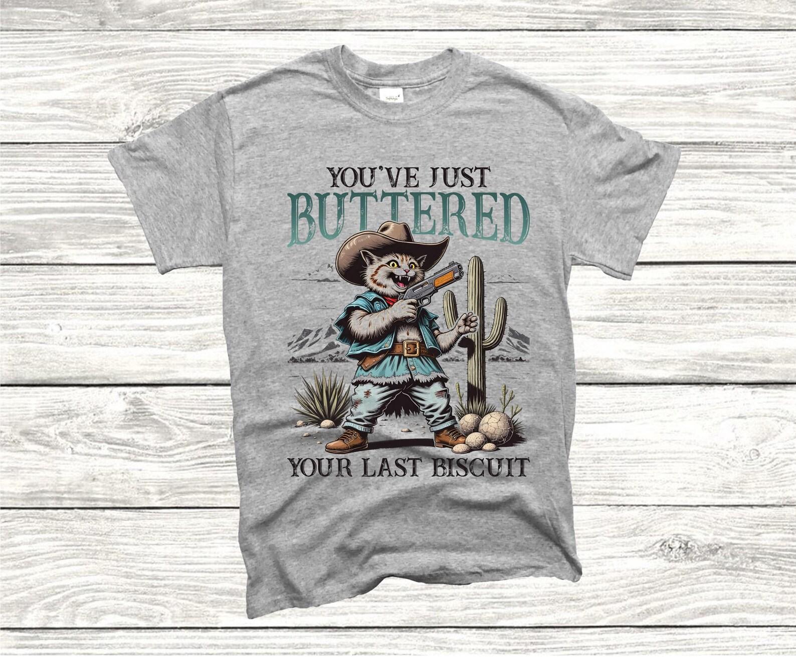 Funny Cowboy Cat Graphic Tee, Western T shirt XL
