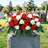 Sella Fiorita Artificiale per Lapide Cimiteriale 34 Fiori Rosa Finti in Seta Realistici Resistenti ai Raggi UV Decorazione Floreale Commemorativa per Lapide Esterna