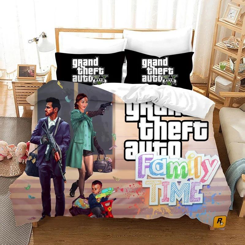 Exquisite Game GTA V printed Bedding Set Duvet Cover Set 2/3pcs For Boys girls Adult Bedroom Decoration Single Twin Full size