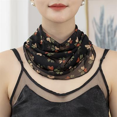 Mode Blumen Druck Designer Damen Ring Schals Hals Weicher Schal Zum Abdecken Sonnenschutz Schleier Eis Seide Gesichtsmaske