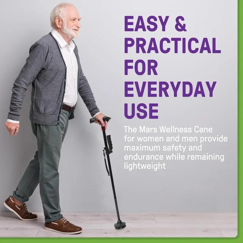 Smart Hand Crutches Cane Elderly People Four-legged Non-slip Aluminum Alloy With Light Folding Cane Flashlight SOS Alarm