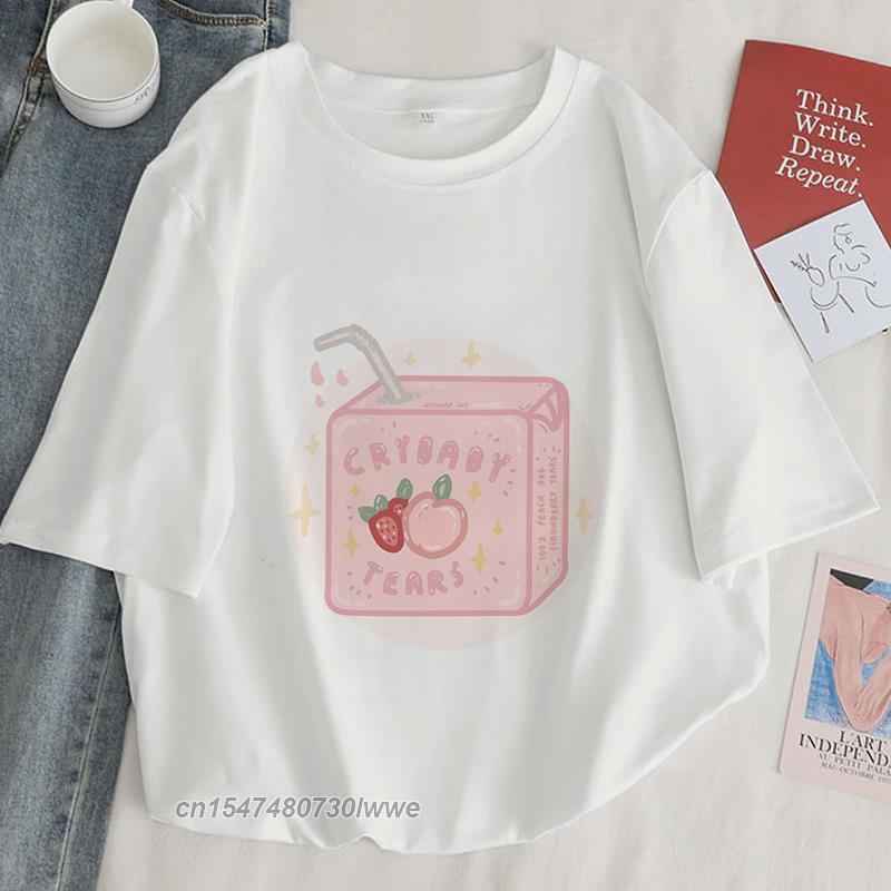 Crybaby Tears Japan Drink TShirt UnisexUnisex 2022 New 100 Cotton Streetwear Tshirt Aesthetic White Tops FemaleMale T Shirt