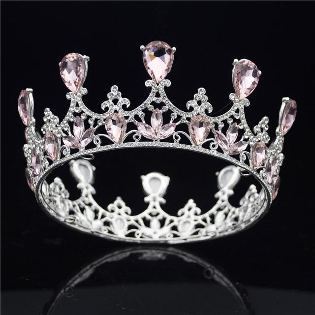 Fashion Crystal Wedding Crown Vintage Royal Queen Tiaras and Crowns Pageant Prom Hair Jewelry Bridal Diadem Head Ornament