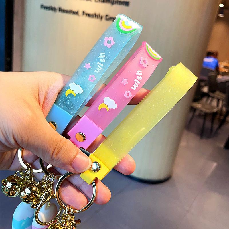 Cute Resin Cat Paw Keychain With Rainbow Strap For Car Keys Bags And