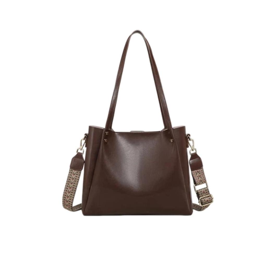 Viney Leather Handbag, Women's Large Capacity Tote Bag, Crossbody Bag, Shoulder Bag, Brown
