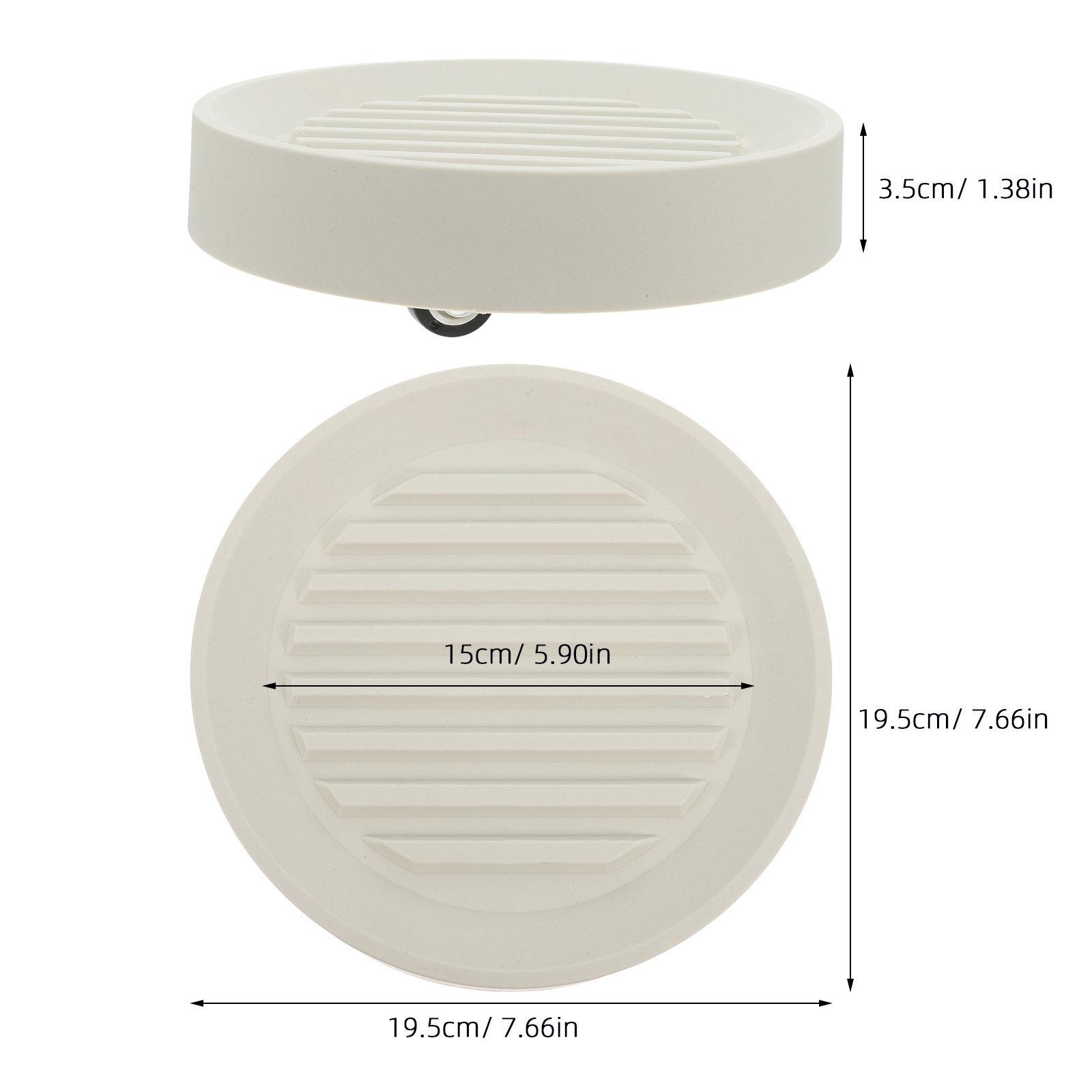 

Heavy Duty Mobile Flowerpot Tray White 19.50x15.00x3.50cm Round Plant Roller Base Thickened Plant Pot Saucer with Hidden Wheels