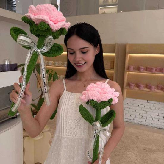 Large Crochet Flower Handmade Crochet Rose/Sunflower Bouquet Artificial Knitted Flower Birthday Anniversary Gift for Mother Wife Friend