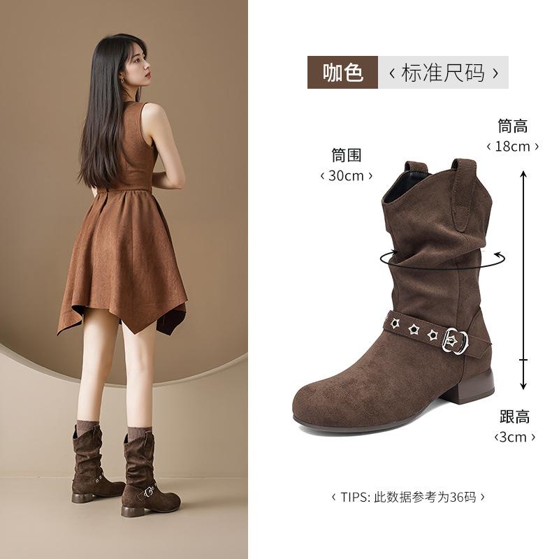 Pile boots new autumn merard western retro beacon short boots medium tube martin boots